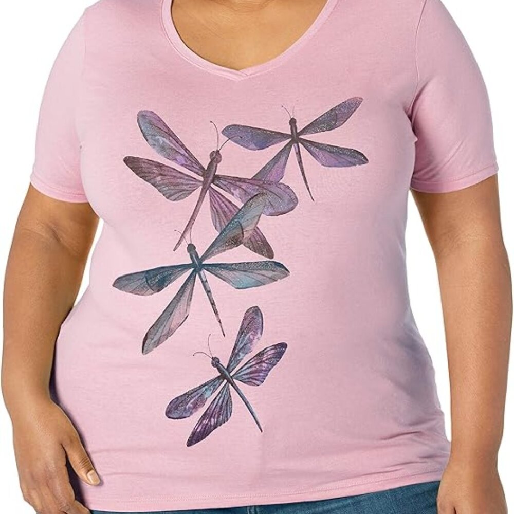 Just My Size Women's Size Plus Printed Short-Sleeve V-Neck T-Shirt